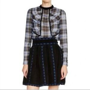 Maje Jerome Jacquard-Pattern Pleated Mini Skirt